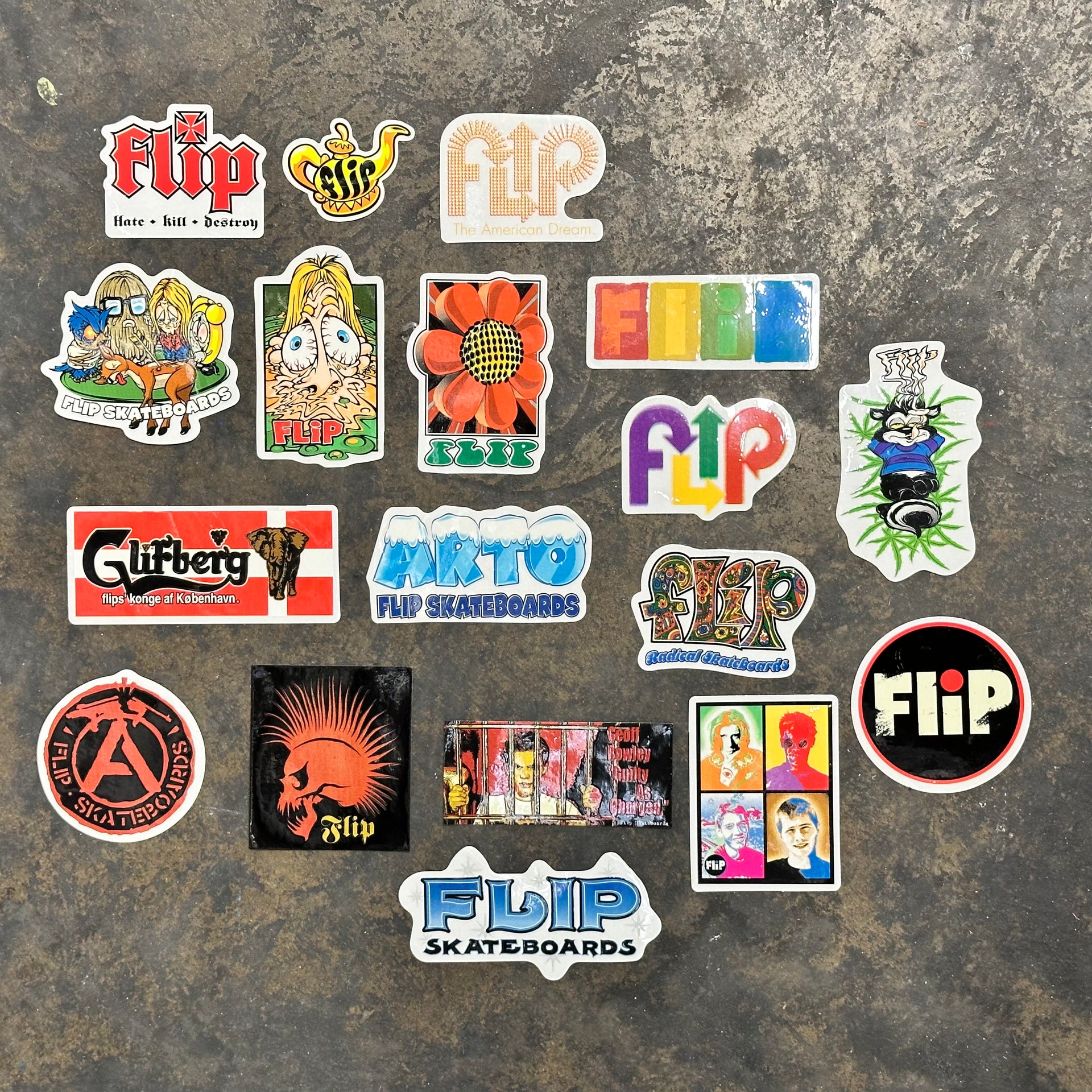 Vintage Sticker Pack Flip Skateboards Tom Penny, Geoff Rowley