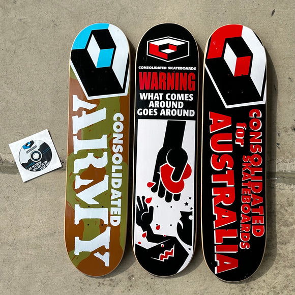 Vintage Consolidated Skateboards 3 Team Board Pack
